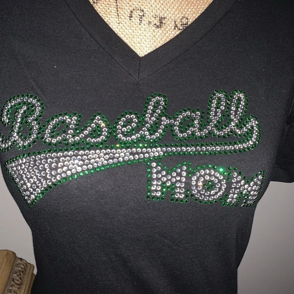 NEW Baseball Mom Rhinestone T-Shirt - Picture 2 of 4